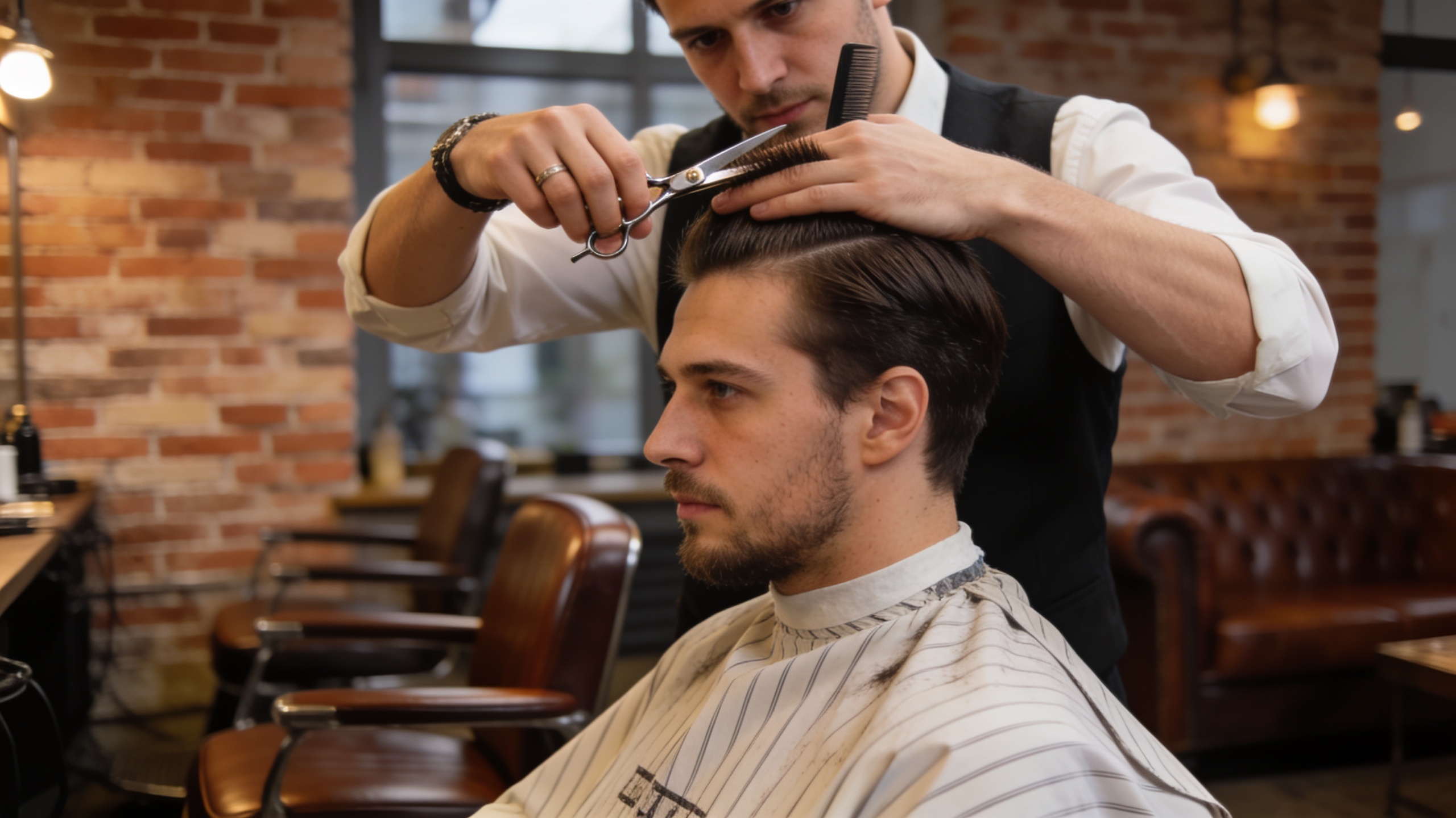 Barbero atendiendo a un cliente